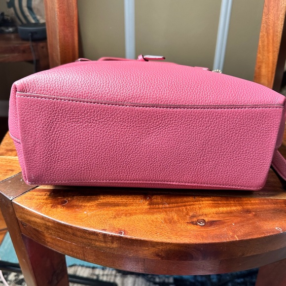 Coach Pebbled Leather Satchel Bag Purse in Rouge Mauve Pink with Gold Hardware - Picture 14 of 16